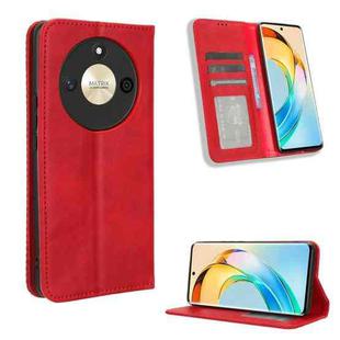 For Honor X50 Magnetic Buckle Retro Texture Leather Phone Case(Red)