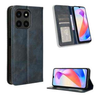 For Honor X6a 4G Magnetic Buckle Retro Texture Leather Phone Case(Blue)