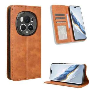For Honor Magic6 Pro 5G Magnetic Buckle Retro Texture Leather Phone Case(Brown)