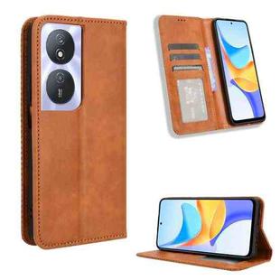 For Honor Play 50 Plus Magnetic Buckle Retro Texture Leather Phone Case(Brown)