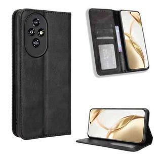 For Honor 200 5G Magnetic Buckle Retro Texture Leather Phone Case(Black)