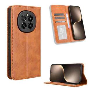 For Honor Magic7 Magnetic Buckle Retro Texture Leather Phone Case(Brown)