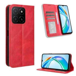 For Honor X5b 4G Magnetic Buckle Retro Texture Leather Phone Case(Red)