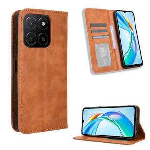 For Honor X5b 4G Magnetic Buckle Retro Texture Leather Phone Case(Brown)