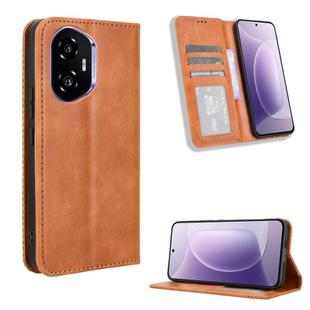 For Honor 300 5G Magnetic Buckle Retro Texture Leather Phone Case(Brown)