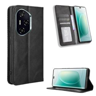 For Honor 300 Pro 5G / 300 Ultra 5G Magnetic Buckle Retro Texture Leather Phone Case(Black)