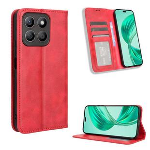 For Honor X8c 4G Magnetic Buckle Retro Texture Leather Phone Case(Red)