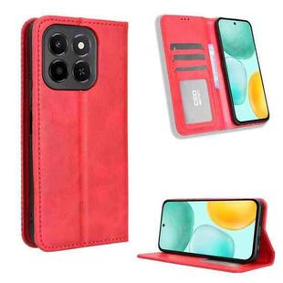 For Honor X6c 4G Magnetic Buckle Retro Texture Leather Phone Case(Red)