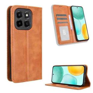 For Honor X6c 4G Magnetic Buckle Retro Texture Leather Phone Case(Brown)