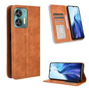 For Oukitel C35 / C36 Magnetic Buckle Retro Texture Leather Phone Case(Brown)