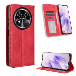 For Oukitel C37 Magnetic Buckle Retro Texture Leather Phone Case(Red)