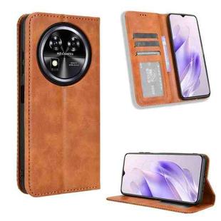 For Oukitel C37 Magnetic Buckle Retro Texture Leather Phone Case(Brown)