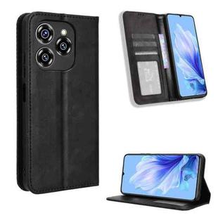 For Oukitel C50 Magnetic Buckle Retro Texture Leather Phone Case(Black)