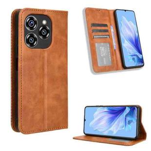 For Oukitel C50 Magnetic Buckle Retro Texture Leather Phone Case(Brown)