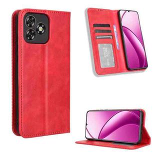 For Oukitel C53 Magnetic Buckle Retro Texture Leather Phone Case(Red)