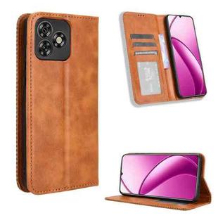 For Oukitel C53 Magnetic Buckle Retro Texture Leather Phone Case(Brown)