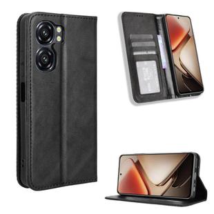 For Oukitel C58 / C58 Pro Magnetic Buckle Retro Texture Leather Phone Case(Black)
