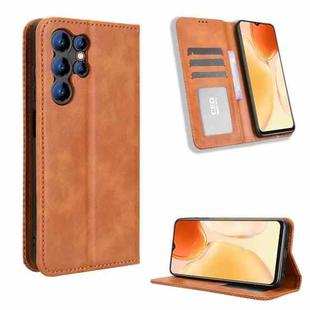 For Oukitel C61 / C61 Pro Magnetic Buckle Retro Texture Leather Phone Case(Brown)