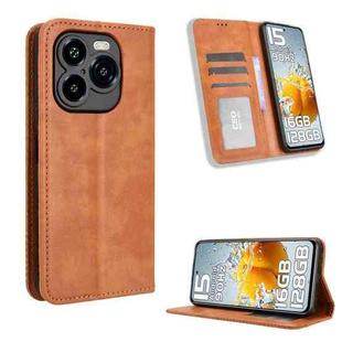For Oukitel C65 / C65 Pro Magnetic Buckle Retro Texture Leather Phone Case(Brown)