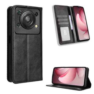 For Oukitel C60 / C60 Pro Magnetic Buckle Retro Texture Leather Phone Case(Black)