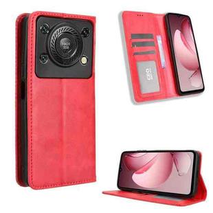 For Oukitel C60 / C60 Pro Magnetic Buckle Retro Texture Leather Phone Case(Red)