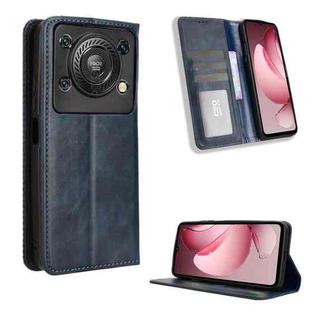 For Oukitel C60 / C60 Pro Magnetic Buckle Retro Texture Leather Phone Case(Blue)