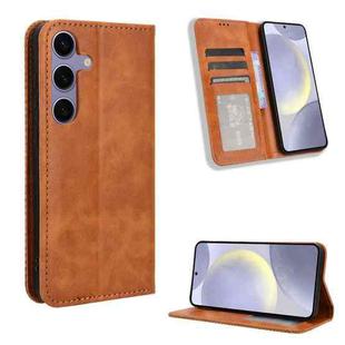 For Samsung Galaxy S24 5G Magnetic Buckle Retro Texture Leather Phone Case(Brown)