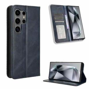 For Samsung Galaxy S24 Ultra 5G Magnetic Buckle Retro Texture Leather Phone Case(Blue)