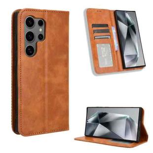 For Samsung Galaxy S24 Ultra 5G Magnetic Buckle Retro Texture Leather Phone Case(Brown)