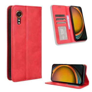 For Samsung Galaxy Xcover 7 Magnetic Buckle Retro Texture Leather Phone Case(Red)