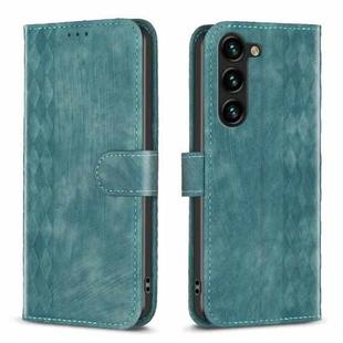 For Samsung Galaxy S23 5G Plaid Embossed Leather Phone Case(Green)