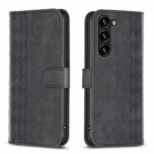 For Samsung Galaxy S23 5G Plaid Embossed Leather Phone Case(Black)