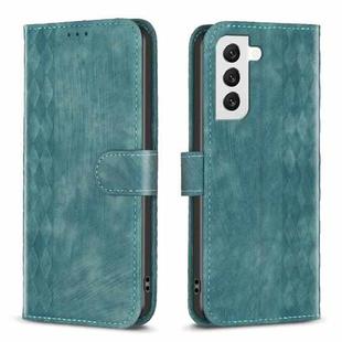 For Samsung Galaxy S22+ 5G Plaid Embossed Leather Phone Case(Green)
