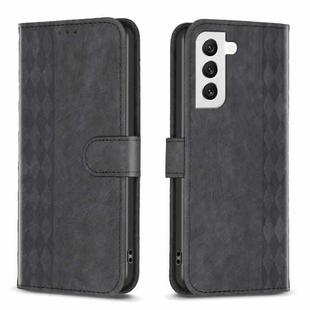 For Samsung Galaxy S22+ 5G Plaid Embossed Leather Phone Case(Black)