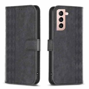 For Samsung Galaxy S21 5G Plaid Embossed Leather Phone Case(Black)