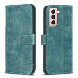 For Samsung Galaxy S21+ 5G Plaid Embossed Leather Phone Case(Green)
