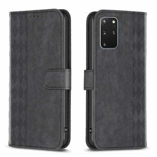 For Samsung Galaxy S20+ Plaid Embossed Leather Phone Case(Black)