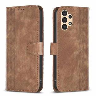 For Samsung Galaxy A13 4G/5G Plaid Embossed Leather Phone Case(Brown)