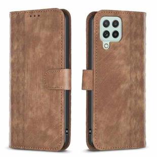 For Samsung Galaxy A22 4G Plaid Embossed Leather Phone Case(Brown)