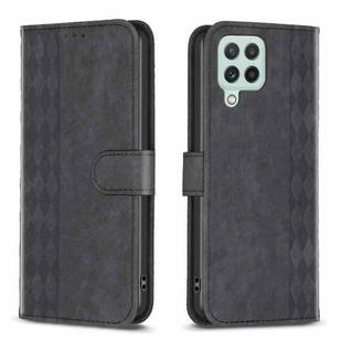 For Samsung Galaxy A22 4G Plaid Embossed Leather Phone Case(Black)