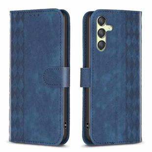 For Samsung Galaxy A24 4G Plaid Embossed Leather Phone Case(Blue)
