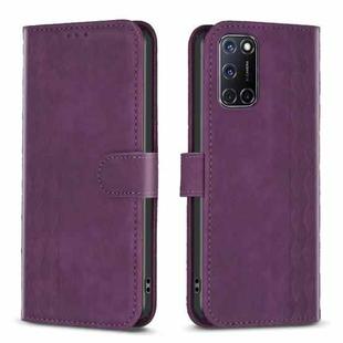 For Samsung Galaxy A52 4G/5G Plaid Embossed Leather Phone Case(Purple)