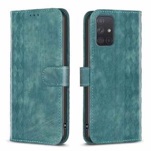 For Samsung Galaxy A71 4G Plaid Embossed Leather Phone Case(Green)