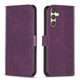 For Samsung Galaxy A25 5G Plaid Embossed Leather Phone Case(Purple)