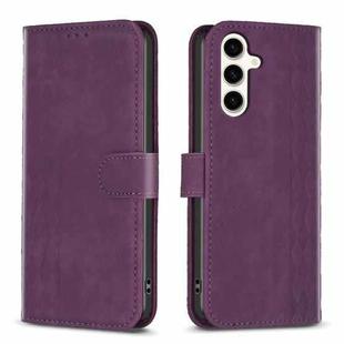 For Samsung Galaxy S23 FE 5G Plaid Embossed Leather Phone Case(Purple)