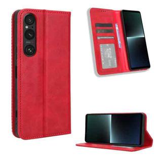 For Sony Xperia 1 V Magnetic Buckle Retro Texture Leather Phone Case(Red)