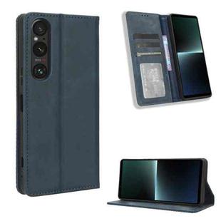 For Sony Xperia 1 V Magnetic Buckle Retro Texture Leather Phone Case(Blue)