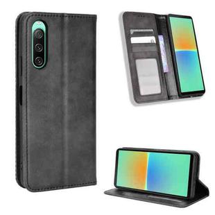 For Sony Xperia 10 V Magnetic Buckle Retro Texture Leather Phone Case(Black)