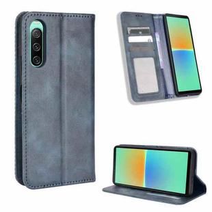 For Sony Xperia 10 V Magnetic Buckle Retro Texture Leather Phone Case(Blue)