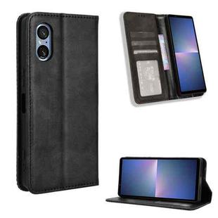 For Sony Xperia 5 V 2023 Magnetic Buckle Retro Texture Leather Phone Case(Black)